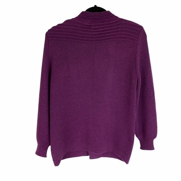 Designer Threads Eggplant Purple Cardigan Sweater 100% Alpaca Medium Pockets - Picture 5 of 9